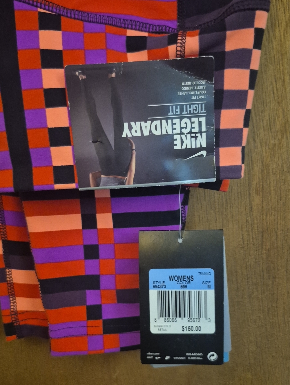Nike Women's Striped Geometric Leggings - Purple, Pink, Black - Picture 2 of 5